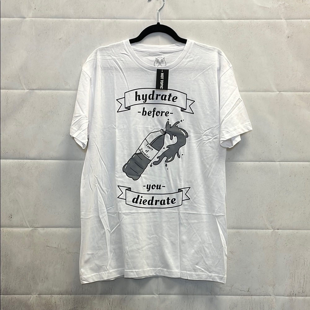 Hootles Art by Goodie Two Sleeves White, Hydrate, Shortsleeved Graphic Tee (L)